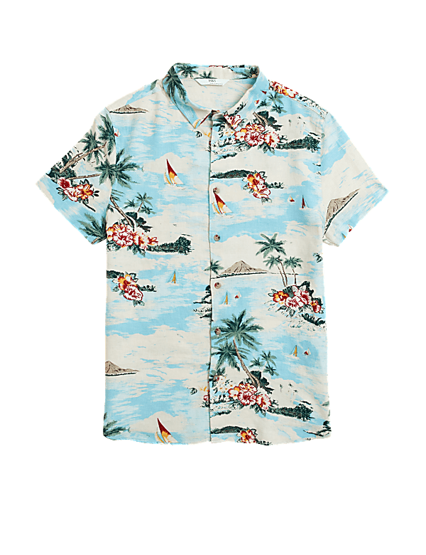 Linen Rich Hawaiian Print Shirt (6-16 Yrs)