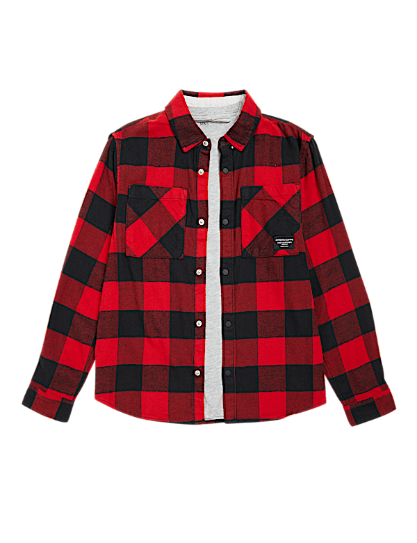 2pc Pure Cotton Checked Shirt and T-Shirt