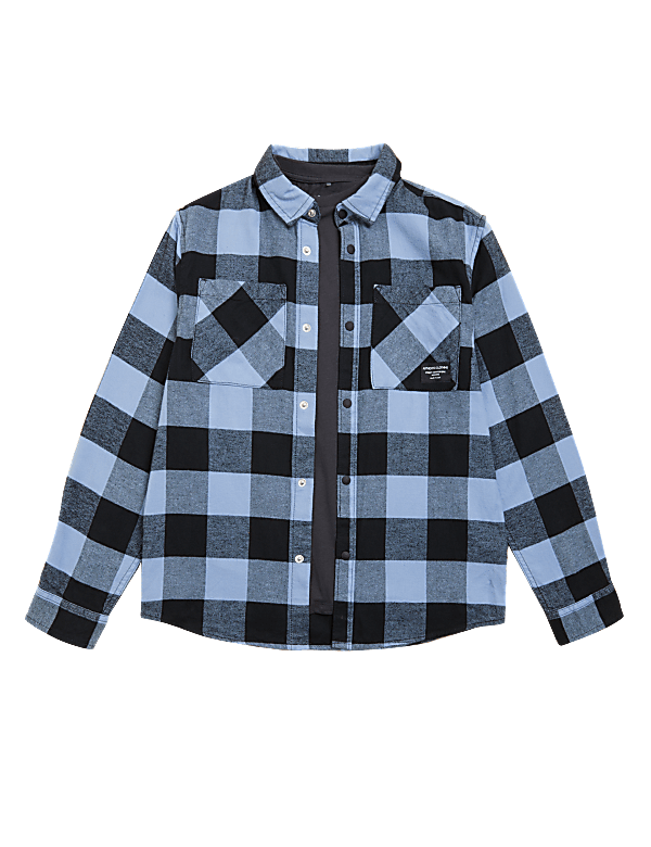 2pc Pure Cotton Checked Shirt and T-Shirt