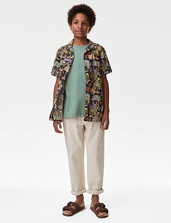 2pc Pure Cotton Printed Shirt & T-Shirt Set (6-16 Yrs)