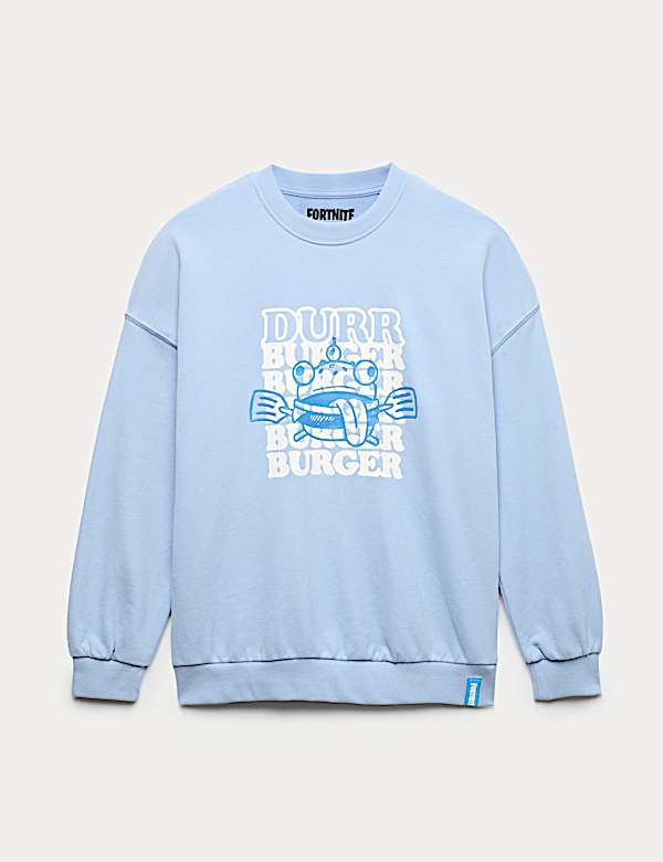 Cotton Rich Fortnite™ Graphic Sweatshirt (6-16 Yrs) | LIGHT BLUE