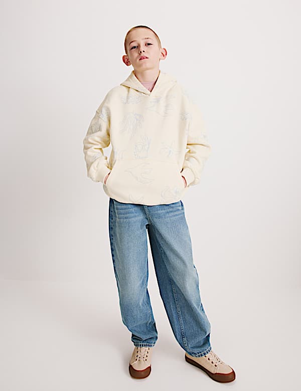 Cotton Rich Patterned Hoodie (6-16 Yrs) - LU