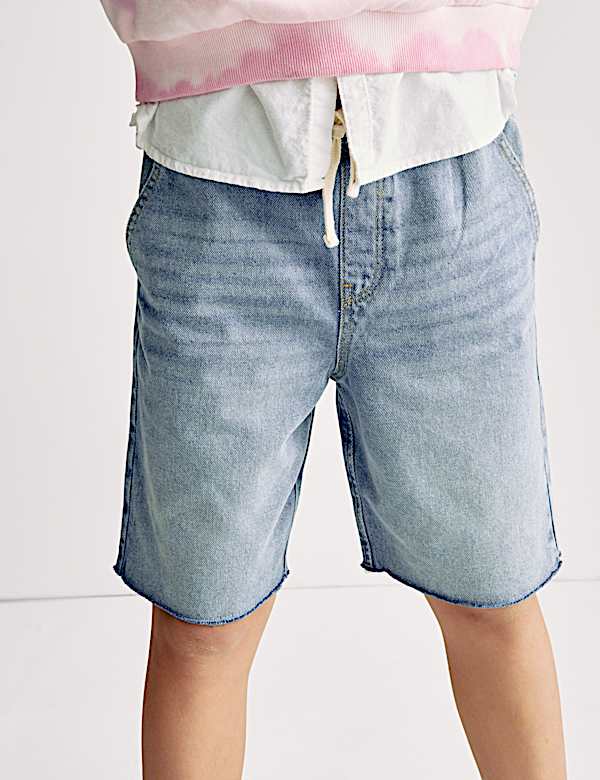 Denim Elasticated Waist Frayed Shorts (6-16 Yrs) - CY