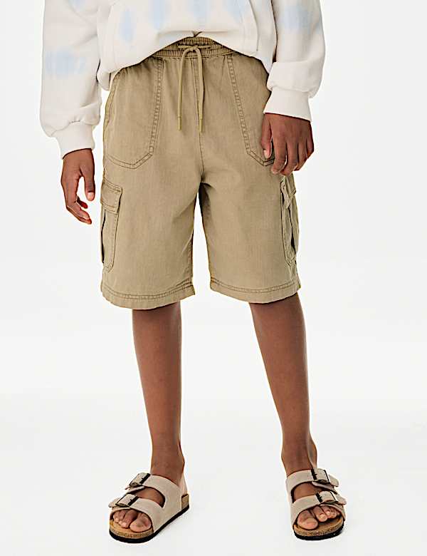 Pure Cotton Cargo Shorts (6-16 Yrs)