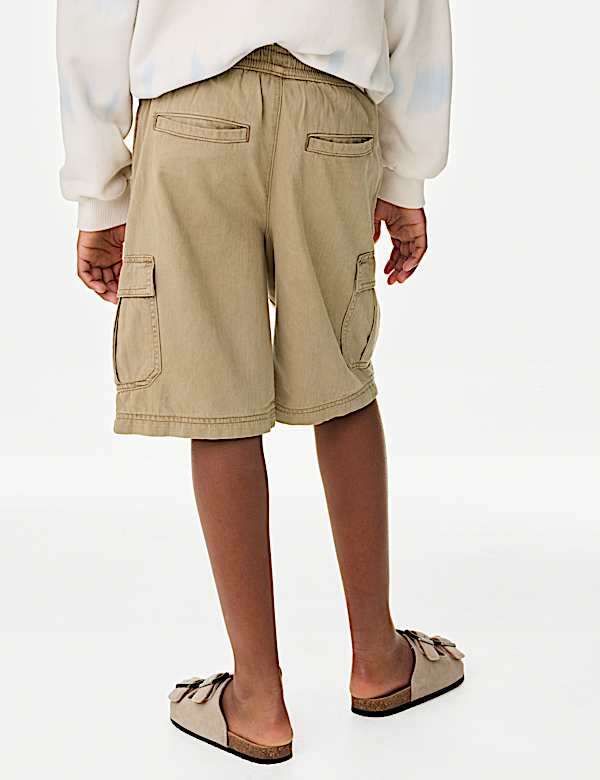 Pure Cotton Cargo Shorts (6-16 Yrs)