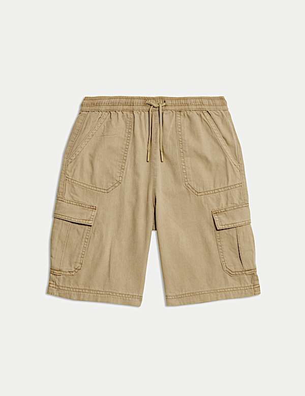 מכנסי קרגו קצרים מכותנה טהורה (16-6 שנים) - IL