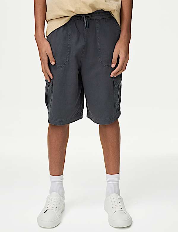 Pure Cotton Cargo Shorts (6-16 Yrs)