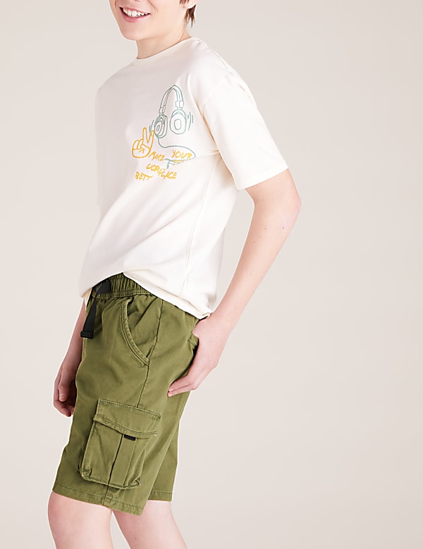 Cotton Buckle Cargo Shorts (6-16 Yrs)