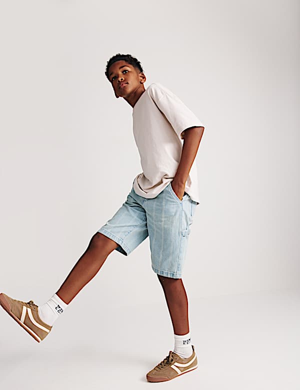 Denim Striped Carpenter Shorts (6-16 Yrs) - BG