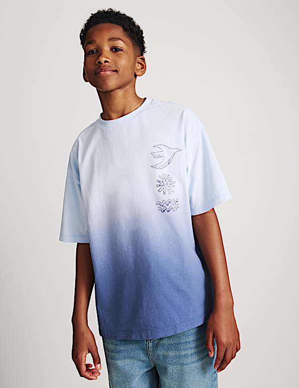 Pure Cotton Ombre Graphic T-Shirt (6-16 Yrs) - AT