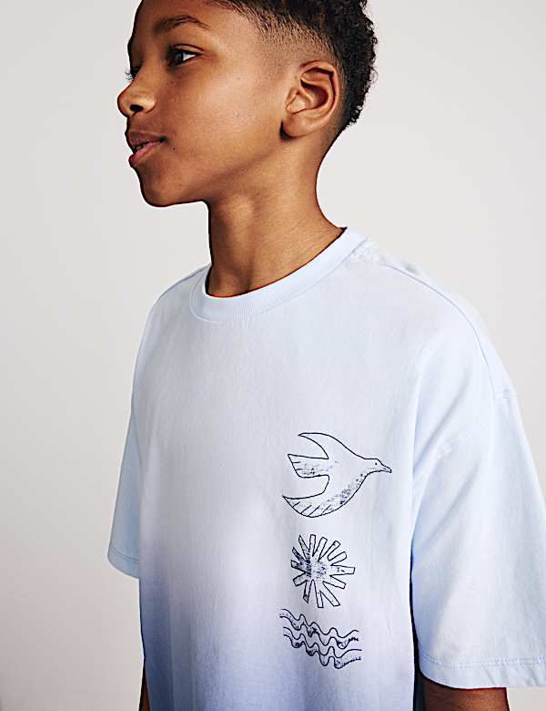 Pure Cotton Ombre Graphic T-Shirt (6-16 Yrs) - AT