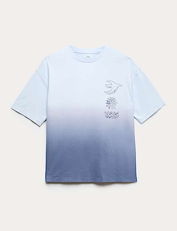 Pure Cotton Ombre Graphic T-Shirt (6-16 Yrs) - AT