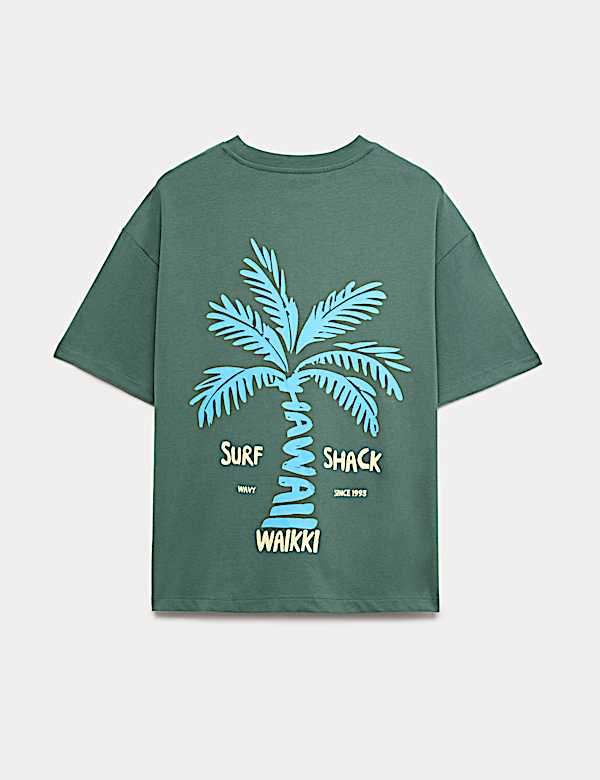 Pure Cotton Hawaii Surf Graphic T-Shirt (6-16 Yrs)