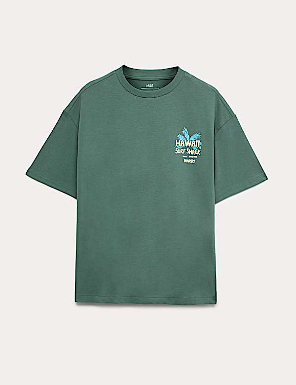 Pure Cotton Hawaii Surf Graphic T-Shirt (6-16 Yrs)