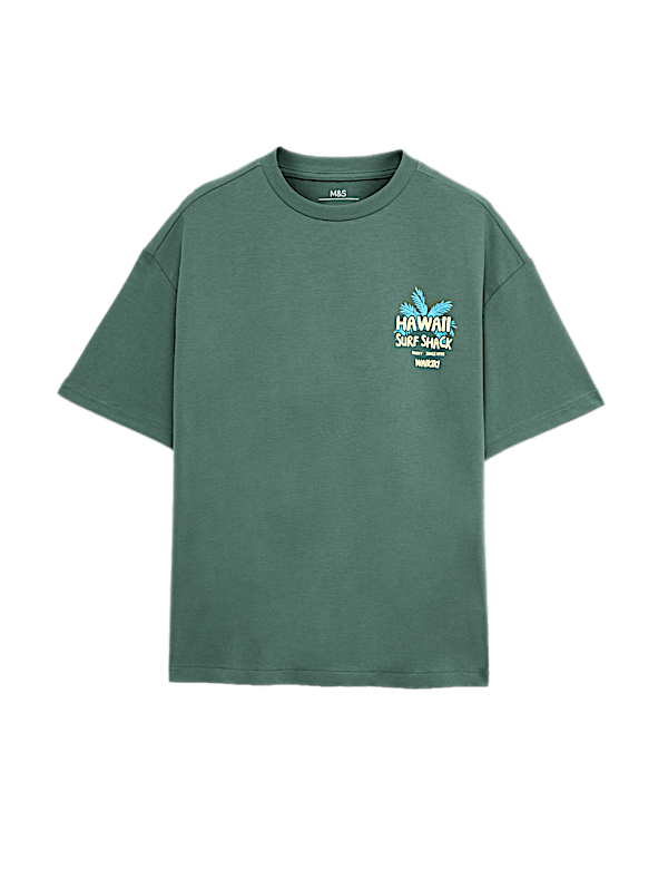 Pure Cotton Hawaii Surf Graphic T-Shirt (6-16 Yrs)