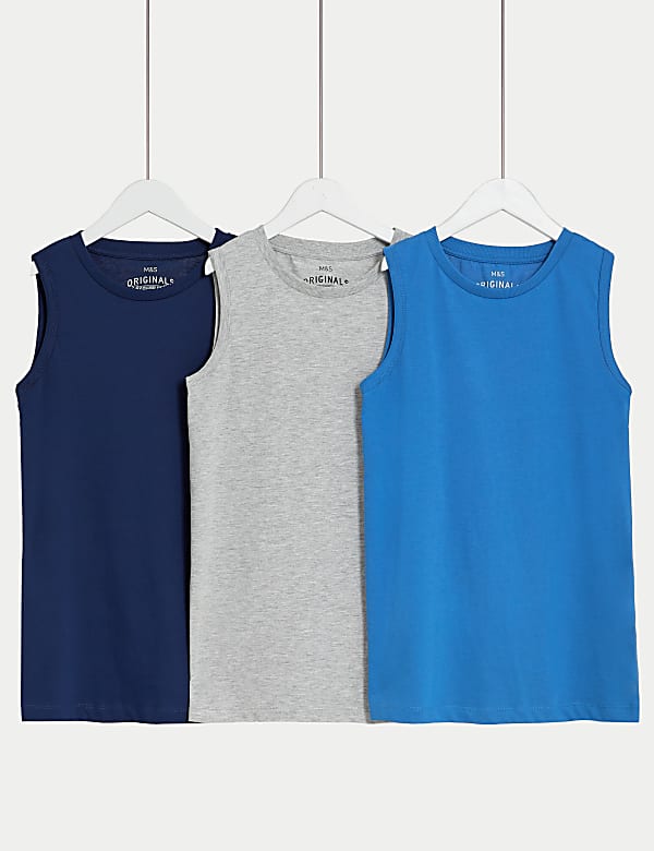 3pk Cotton Rich Vests (6-16 Yrs) - ID
