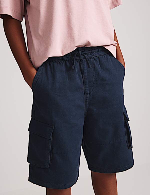 Pure Cotton Cargo Shorts (6-16 Yrs)