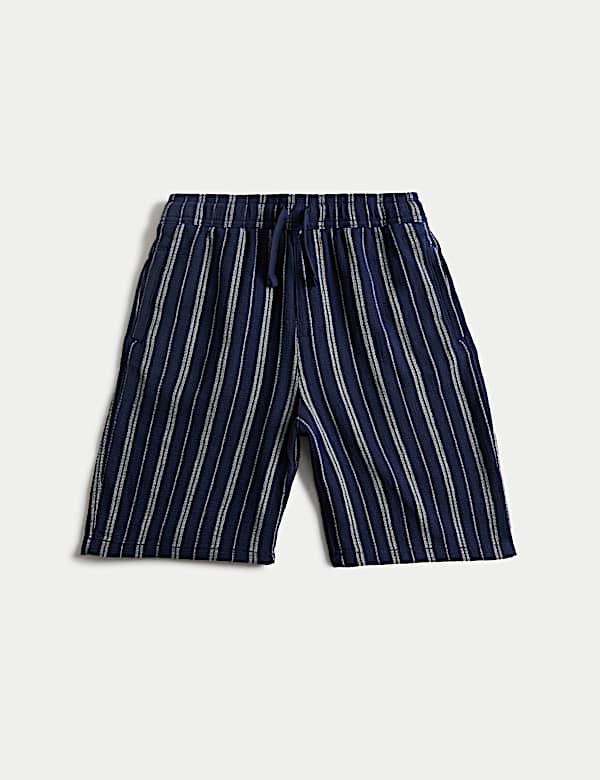 Pure Cotton Textured Striped Shorts (6-16 Yrs) - JE