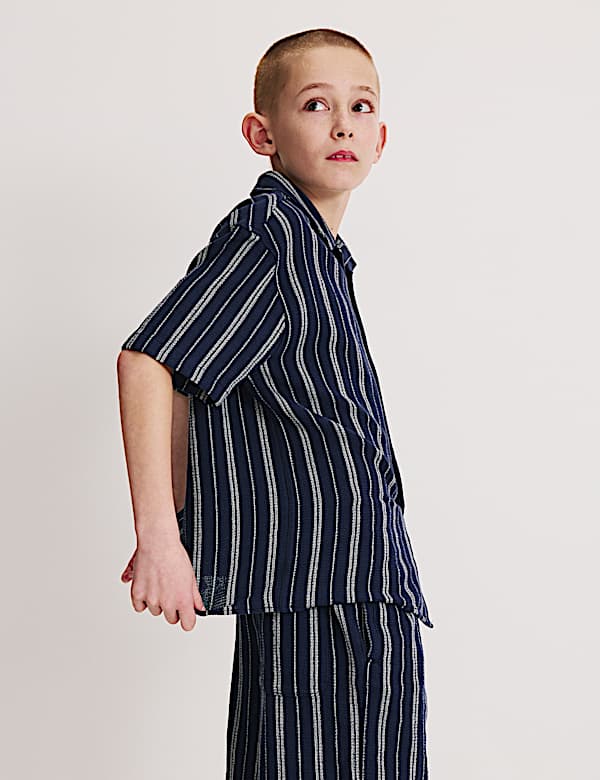 Pure Cotton Textured Stripe Shirt (6-16 Yrs) - JP