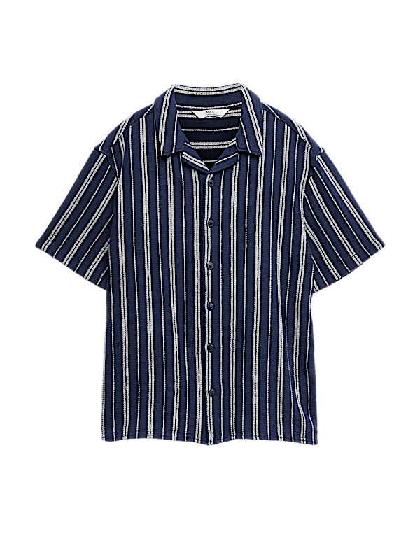 Pure Cotton Textured Stripe Shirt (6-16 Yrs)