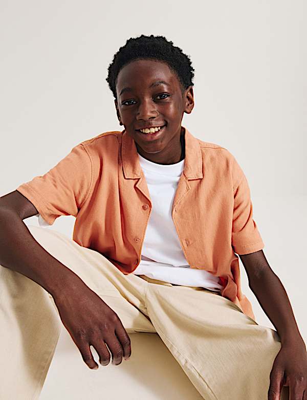 Linen Rich Plain Shirt (6-16 Yrs) - NO