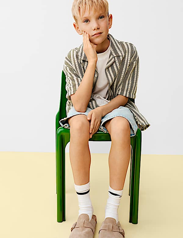 Cotton Rich Textured Striped Shirt (6-16 Yrs)