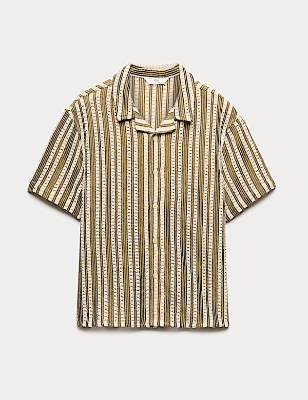 Cotton Rich Textured Striped Shirt (6-16 Yrs) - PT