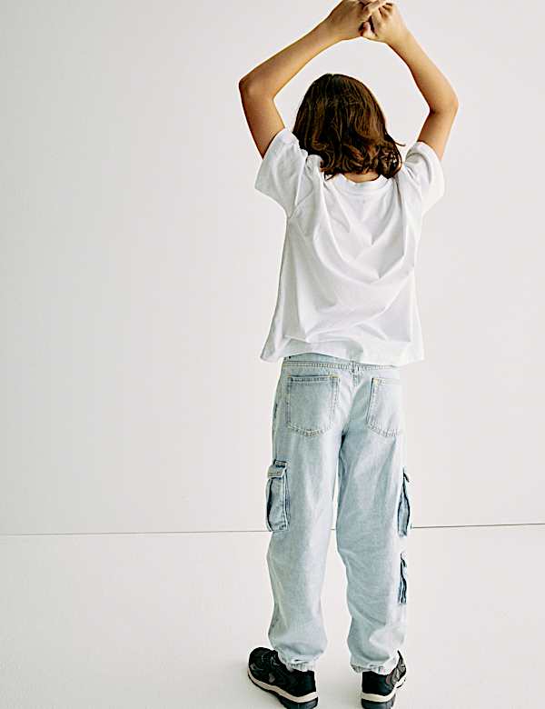 Pure Cotton Cargo Jeans (6-16 Yrs) - GR