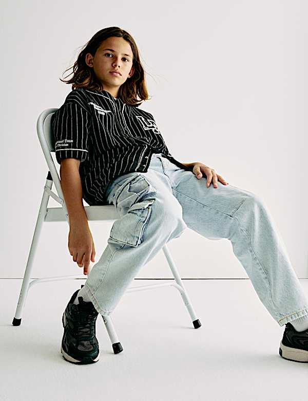 Pure Cotton Cargo Jeans (6-16 Yrs) - GR