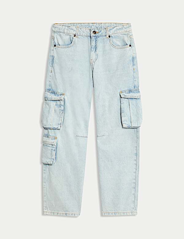 Pure Cotton Cargo Jeans (6-16 Yrs) - GR