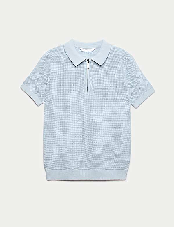 Pure Cotton Waffle Knitted Polo Shirt (6-16 Yrs)