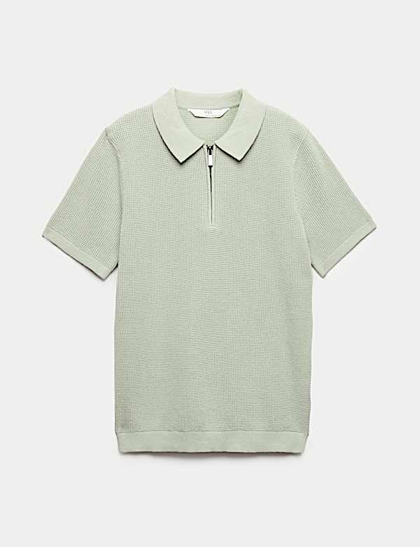 Pure Cotton Waffle Knitted Polo Shirt (6-16 Yrs)