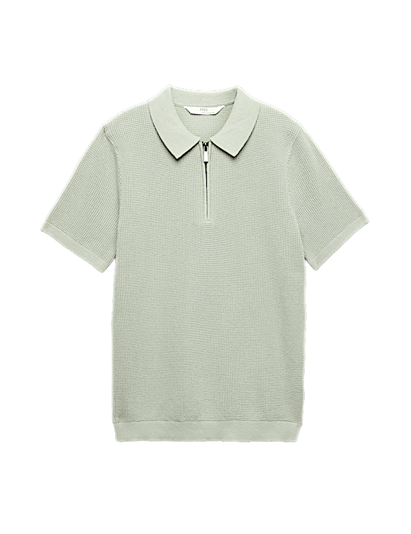 Pure Cotton Waffle Knitted Polo Shirt (6-16 Yrs)