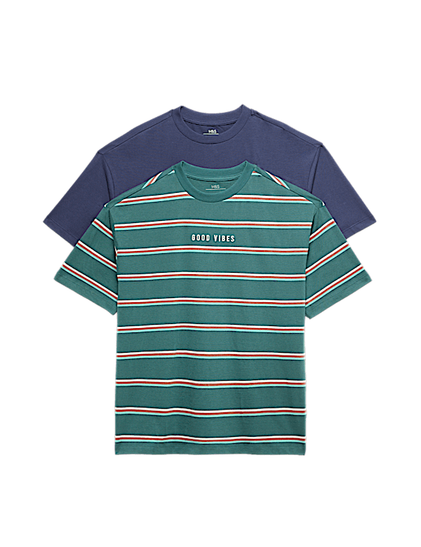 2 Pack Pure Cotton Good Vibes T-Shirts (6-16 Yrs)
