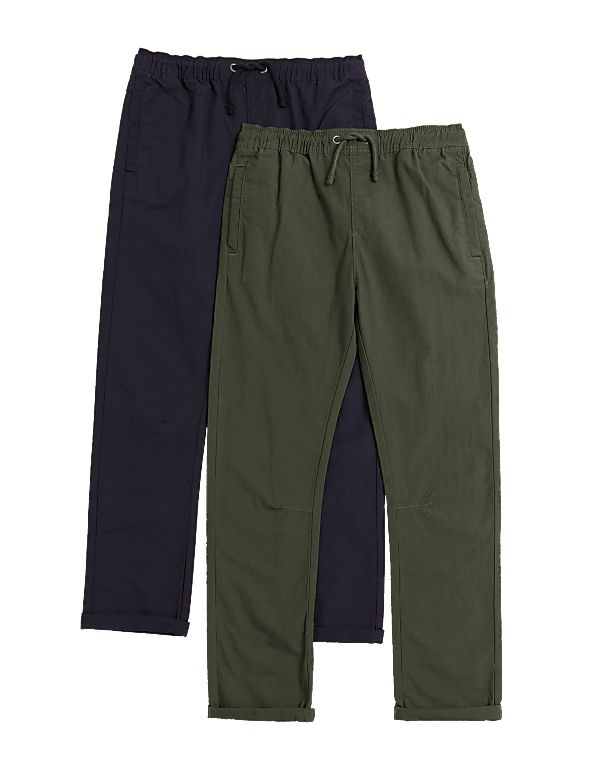2pk Pure Cotton Ripstop Trousers (6-16 Yrs)