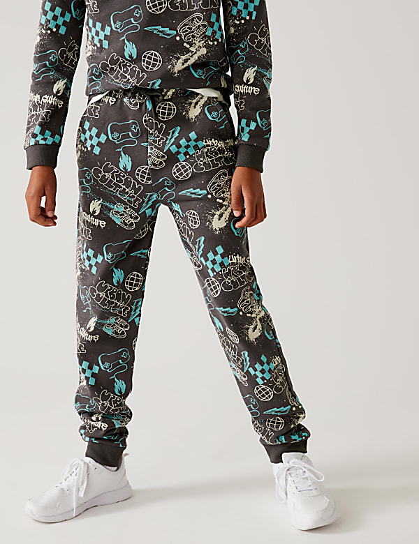 Cotton Rich Graffiti Print Joggers