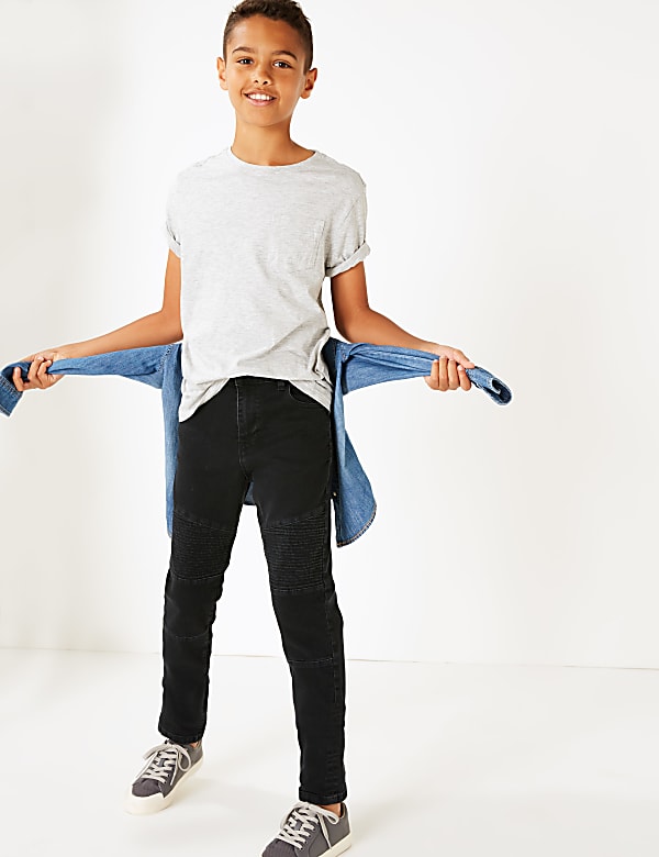 Regular Fit Cotton Biker Jeans (3-16 Years)