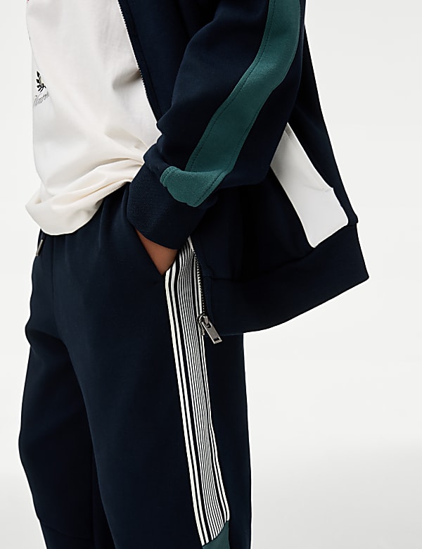 Cotton Rich Stripe Panel Joggers (6-16 Yrs) - JP