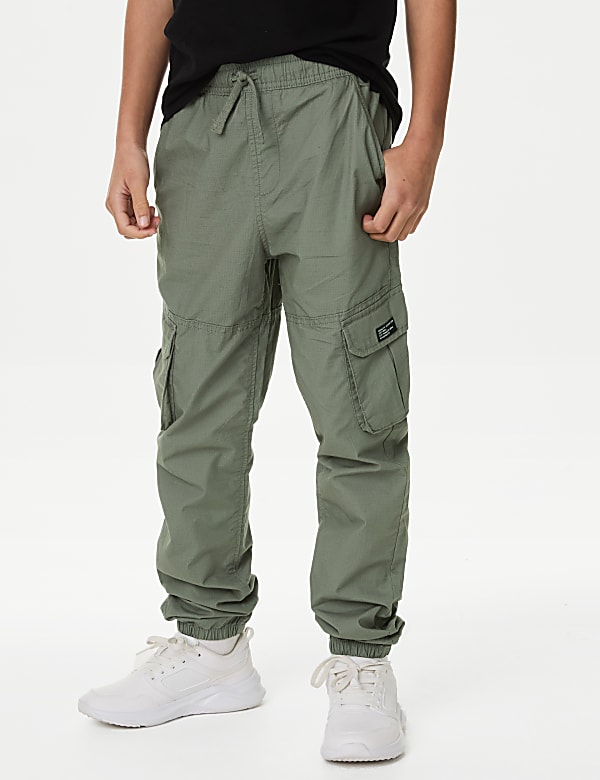 Pure Cotton Cargo Trousers (6-16 Yrs) - GR