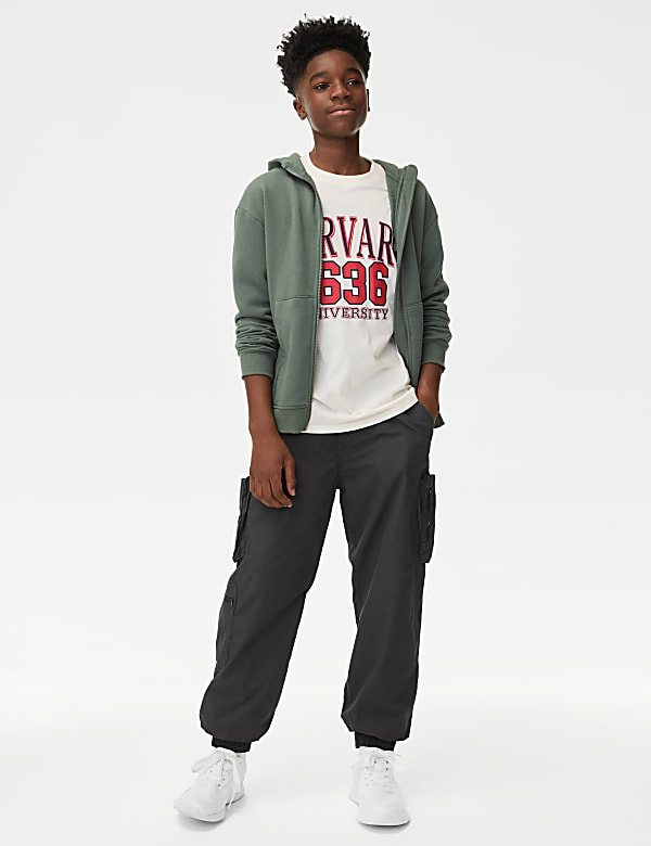 Pure Cotton Cargo Trousers (6-16 Yrs)