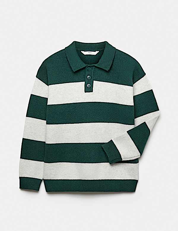 Cotton Rich Striped Knitted Rugby Jumper (6-16 Yrs)