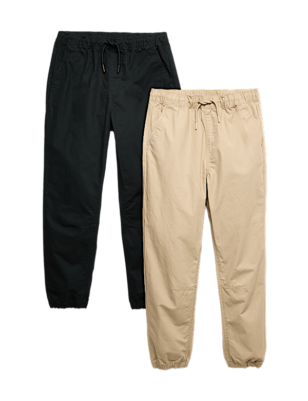 2 Pack Pure Cotton Ripstop Trousers (6-16 Yrs)