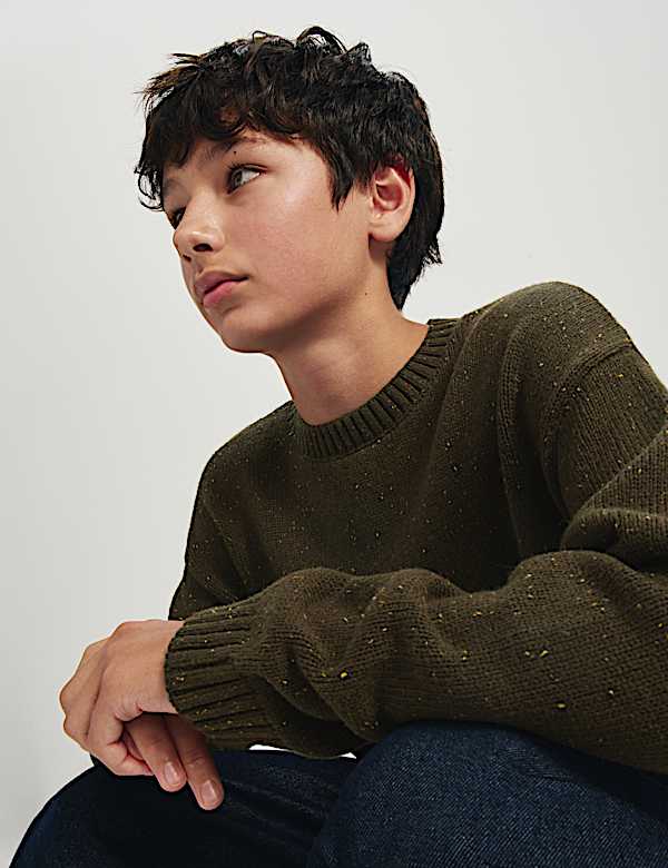 Cotton Rich Knitted Jumper with Wool (6-16 Yrs) - TW