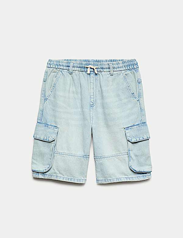 Pure Cotton Denim Cargo Shorts (6-16 Yrs) - CH