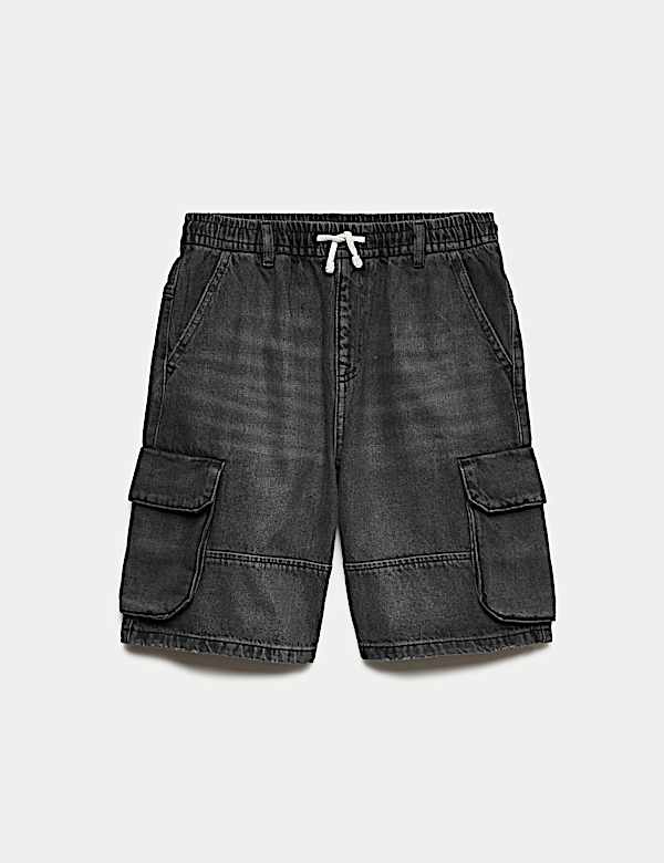 Pure Cotton Denim Cargo Shorts (6-16 Yrs) - GR