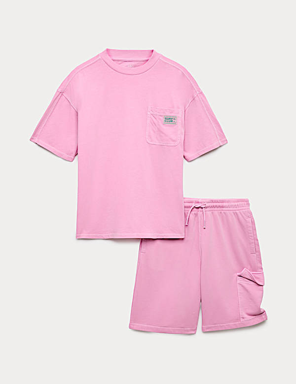 Set Celana Pendek & Kaus Oblong Bahan Motif Surf Club (6-16 Thn) - ID