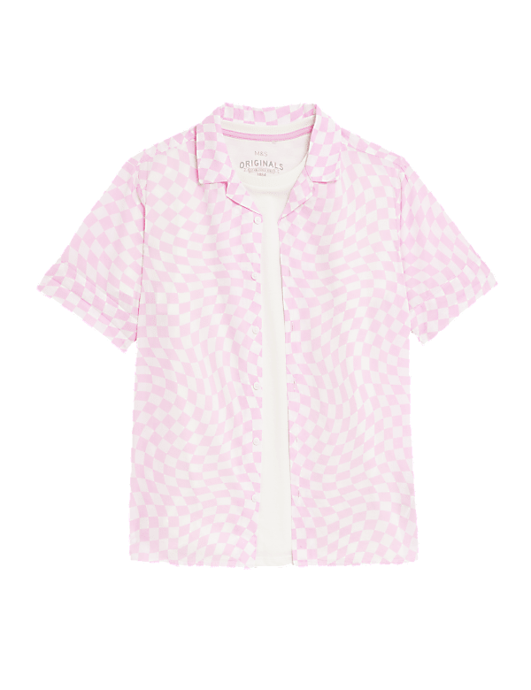 2pc Cotton Rich Check Shirt & T-Shirt Set