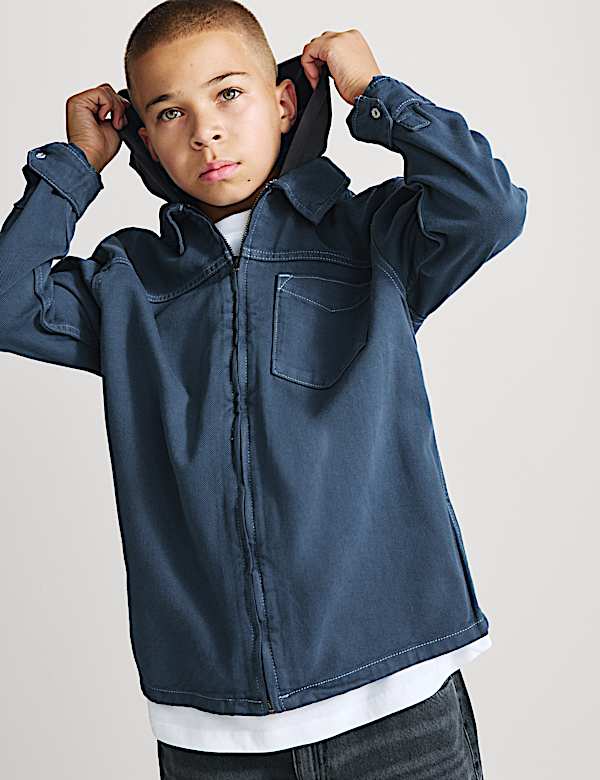 Cotton Rich Hooded Zip Shirt (6-16 Yrs)
