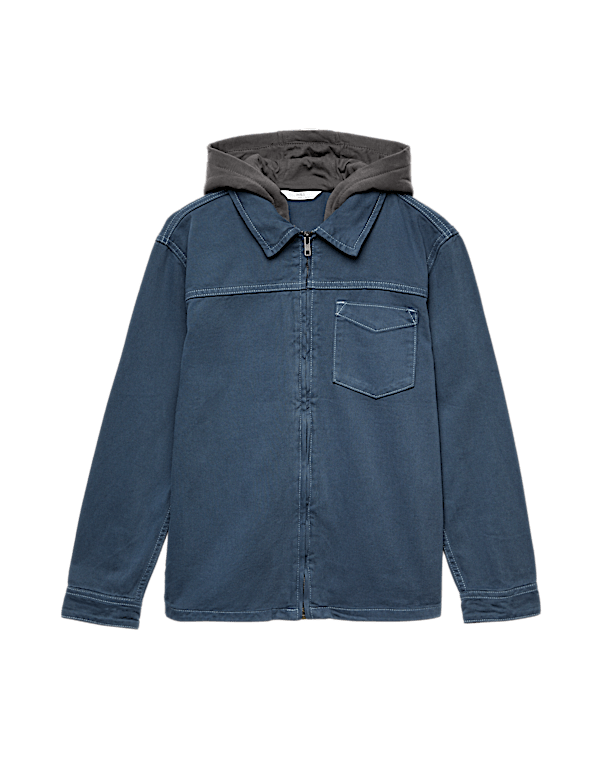 Cotton Rich Hooded Zip Shirt (6-16 Yrs)