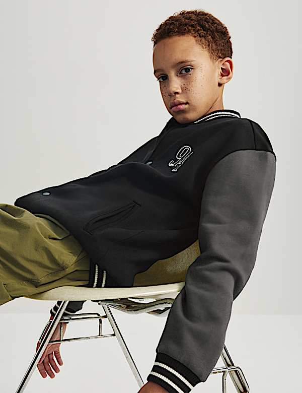 Cotton Rich Graphic Jersey Bomber Sweatshirt (6-16 Yrs) - AL